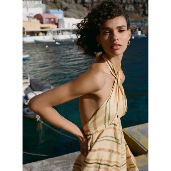 ZARA Striped Linen Halter Dress – NWT – Size Large - Picture 2 of 7